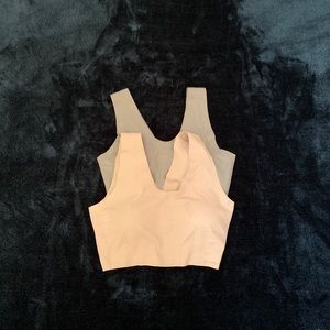 Pink and purple sports bra